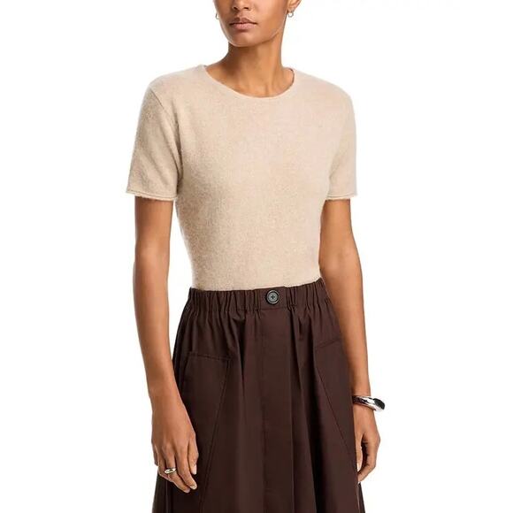 Co NWT Cashmere/Silk Blend Short Sleeve Sweater in Sand Size XL - Picture 2 of 10